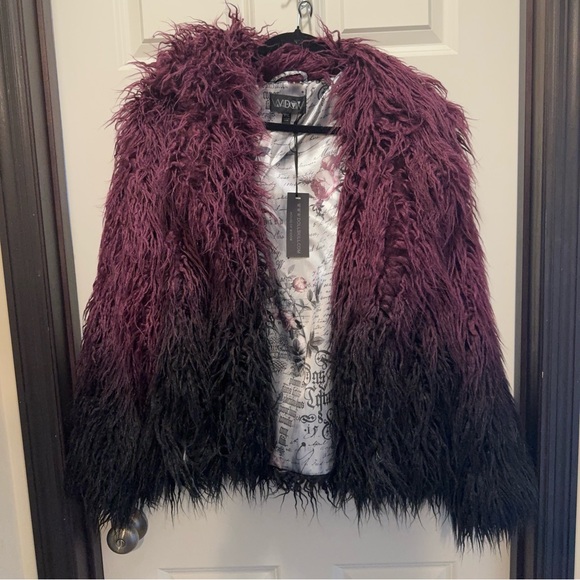 Dolls Kill Purple and Black Faux Fur Jacket - Picture 4 of 5